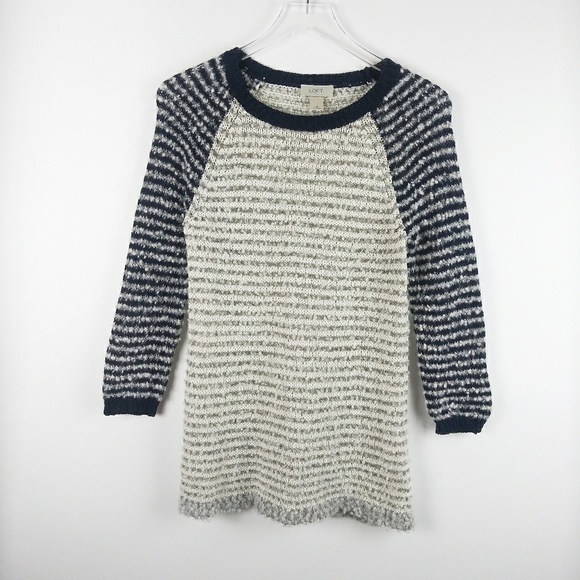 LOFT Sweaters - Loft gray and navy fuzzy sweater small